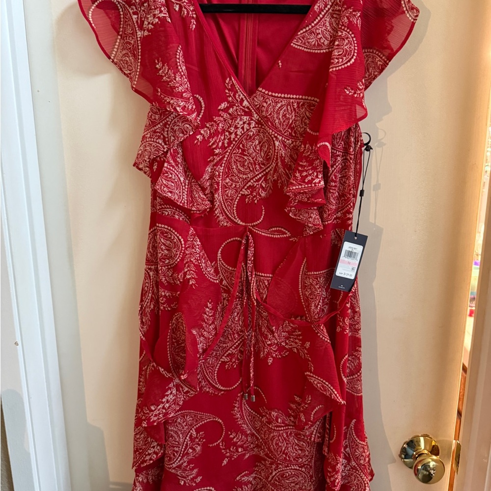 Tommy Hilfiger Red Paisley High Low Dress